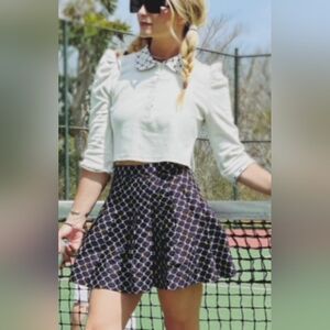 Buru Collared Preppy Cropped Top. Super Nice! NWT Small PTP 20 Length 18